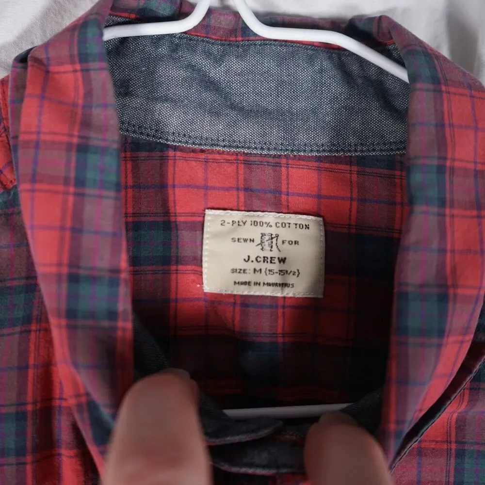 J.Crew Tartan Plaid Button Up Shirt Red Men's Medium